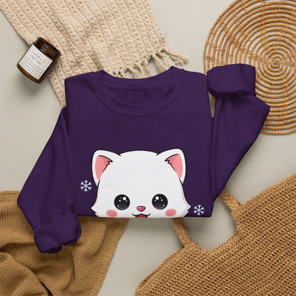 Kawaii Arctic Fox Sweatshirt, Cute Winter Animal Crewneck