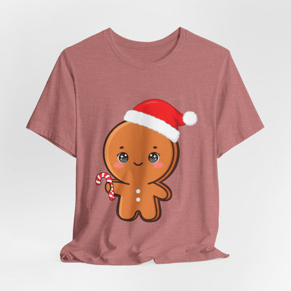 Gingerbread Man Christmas T-Shirt, Cute Kawaii Holiday Tee