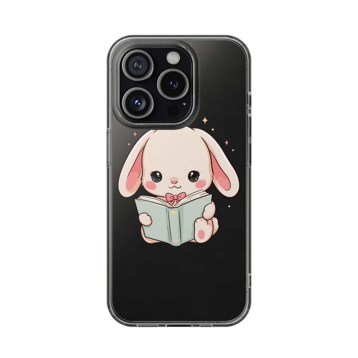 Kawaii Reading Bunny Clear Impact-Resistant Case