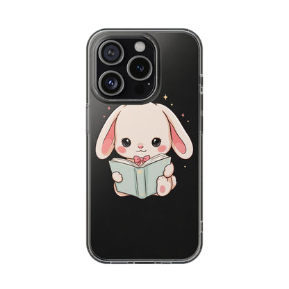 Kawaii Reading Bunny Clear Impact-Resistant Case