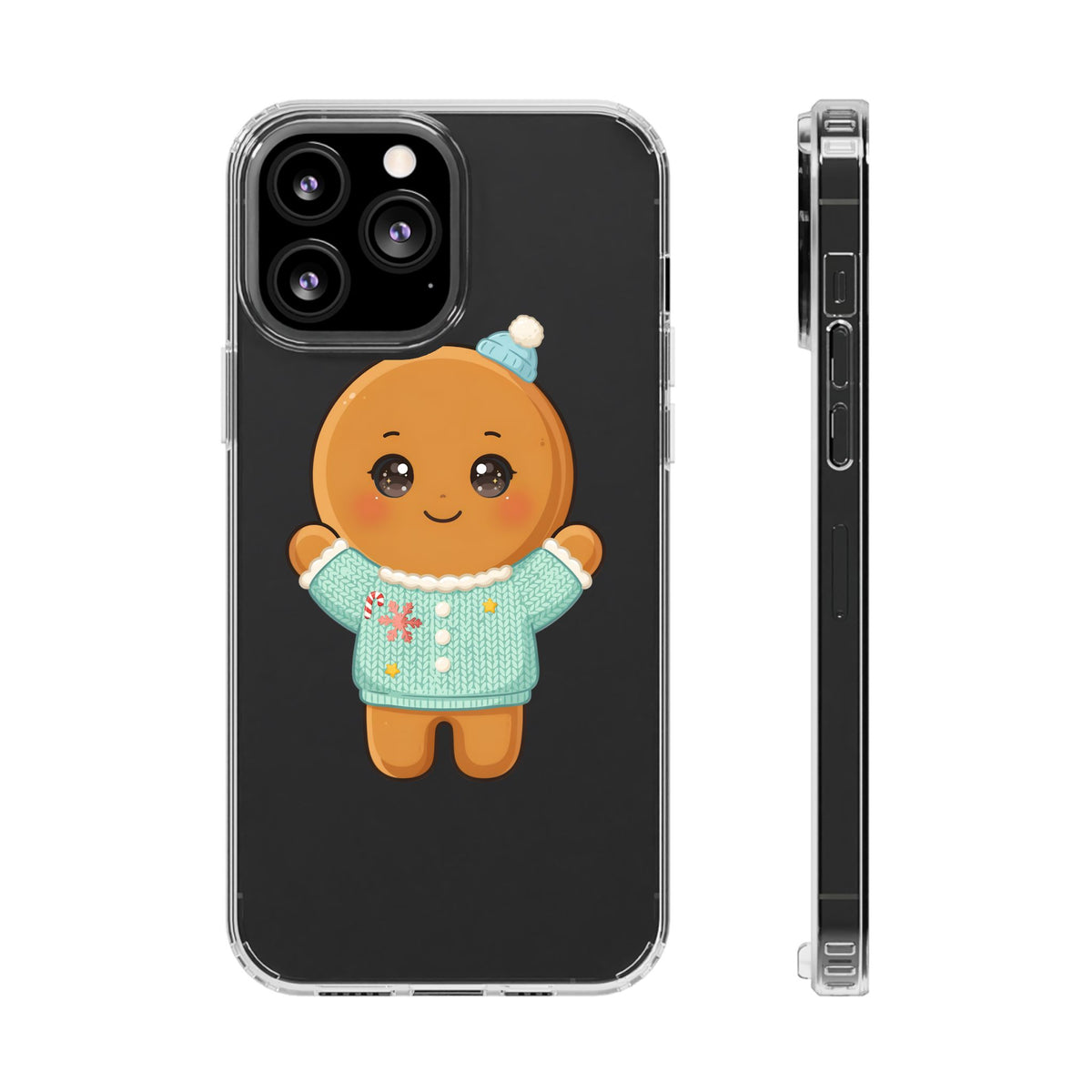 Kawaii Gingerbread Phone Case, Cute Christmas Sweater Cookie