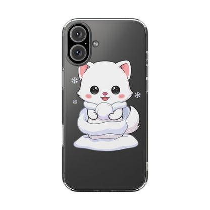 Kawaii Arctic Fox Phone Case, Cute Snow Day Gift