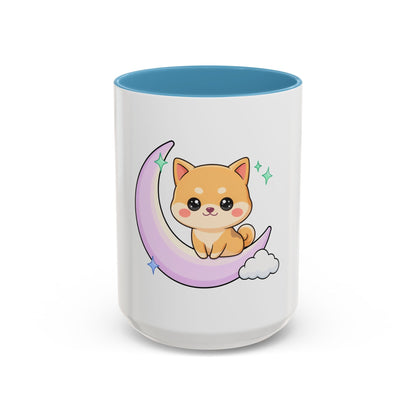 Kawaii Shiba Inu Accent Coffee Mug, Moon Puppy Gift