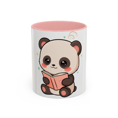 Kawaii Panda Reading Mug, Cute Book Lover Coffee Cup