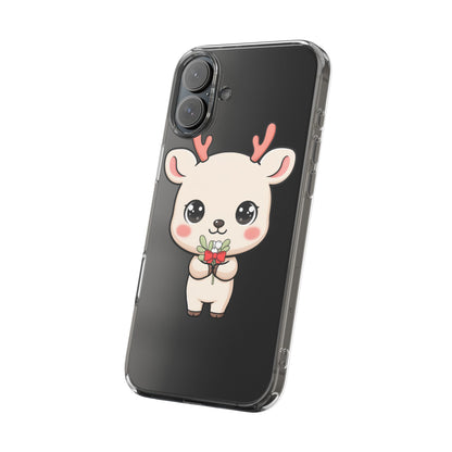 Kawaii Christmas Reindeer Clear Phone Case Gift