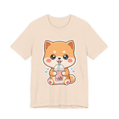 Kawaii Shiba Bubble Tea T-Shirt for Boba Lovers