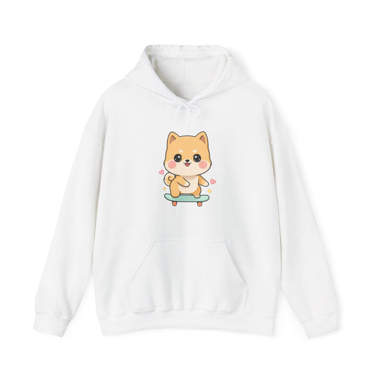 Shiba Inu Skateboard Hoodie – Cute Kawaii Dog Sweatshirt