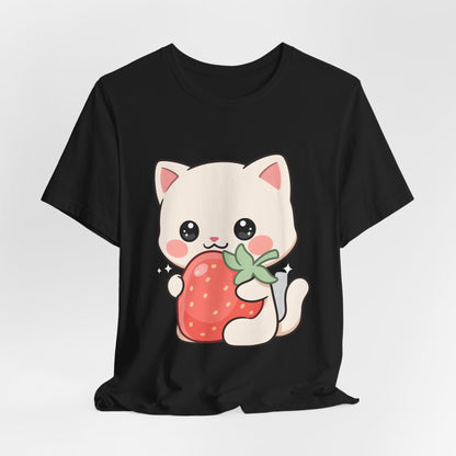 Kawaii Cat Strawberry T-Shirt, Cute Cat Lover Gift