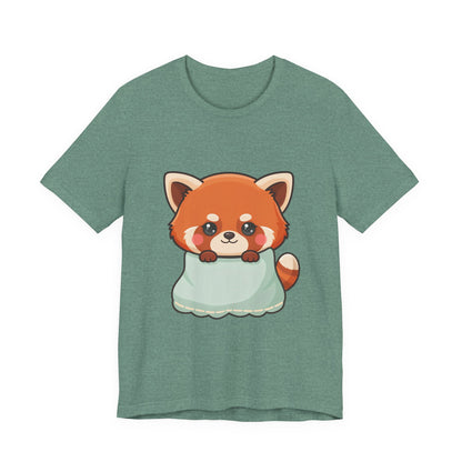 Kawaii Red Panda T-Shirt, Cozy Blanket Chibi Animal Tee