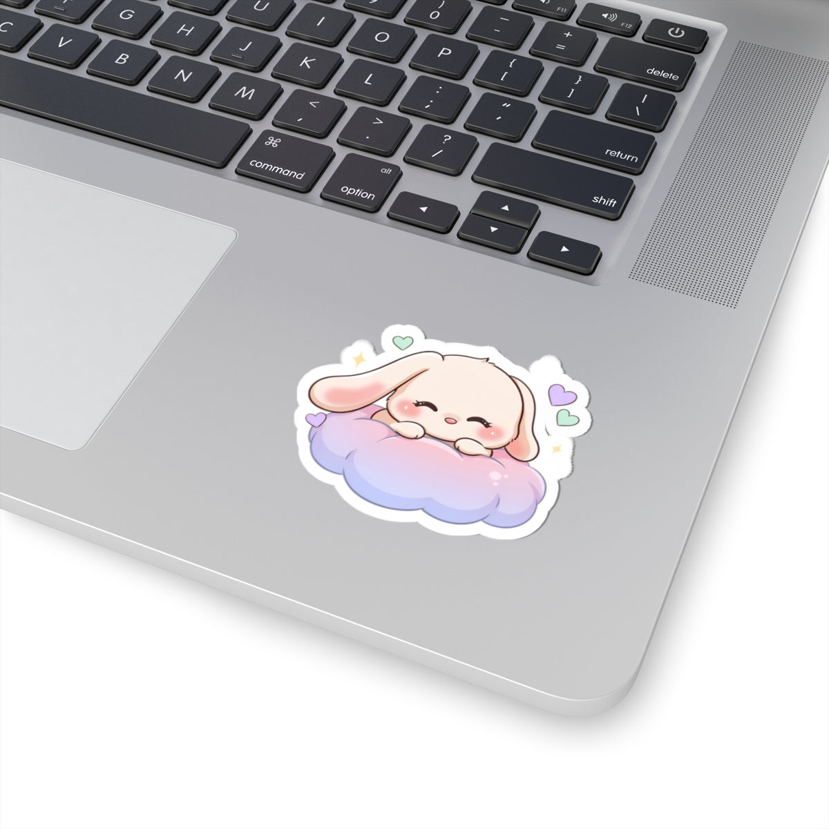 Kawaii Bunny Sticker on a Cloud for Cozy-Day Fans
