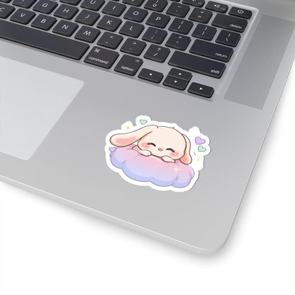 Kawaii Bunny Sticker on a Cloud for Cozy-Day Fans