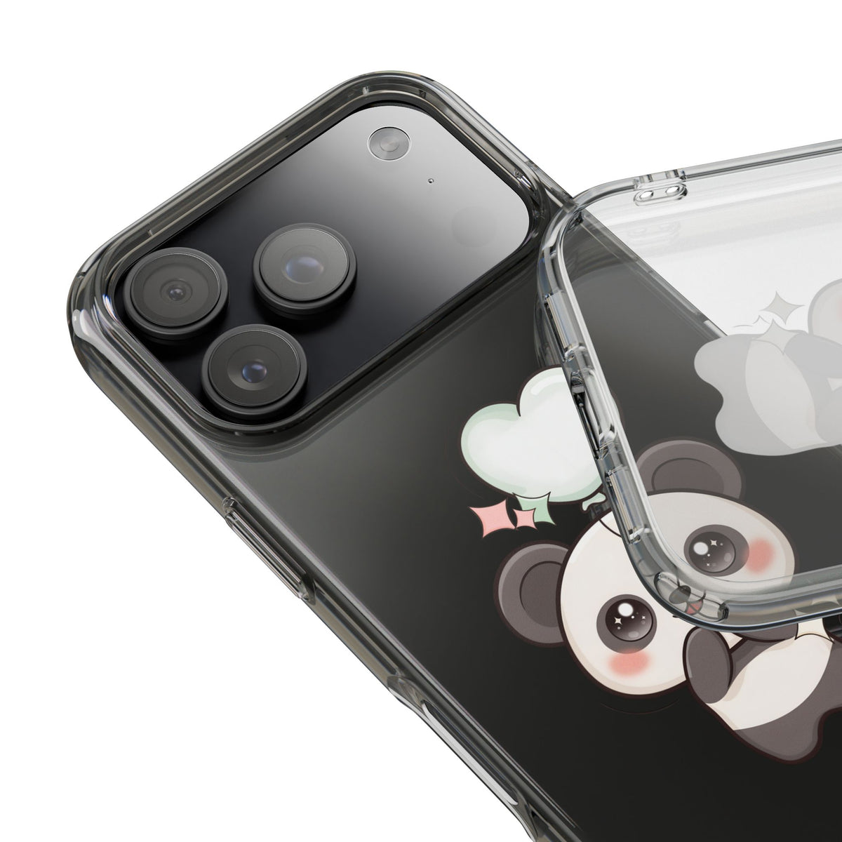 Kawaii Panda Clear Phone Case with Balloon