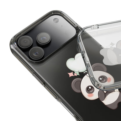 Kawaii Panda Clear Phone Case with Balloon