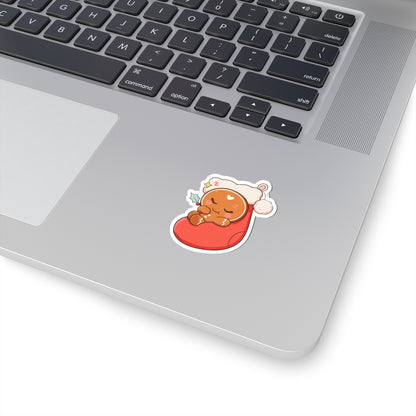 Sleeping Gingerbread Man Christmas Sticker