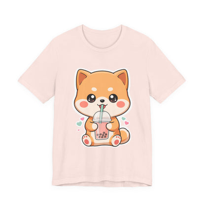 Kawaii Shiba Bubble Tea T-Shirt for Boba Lovers