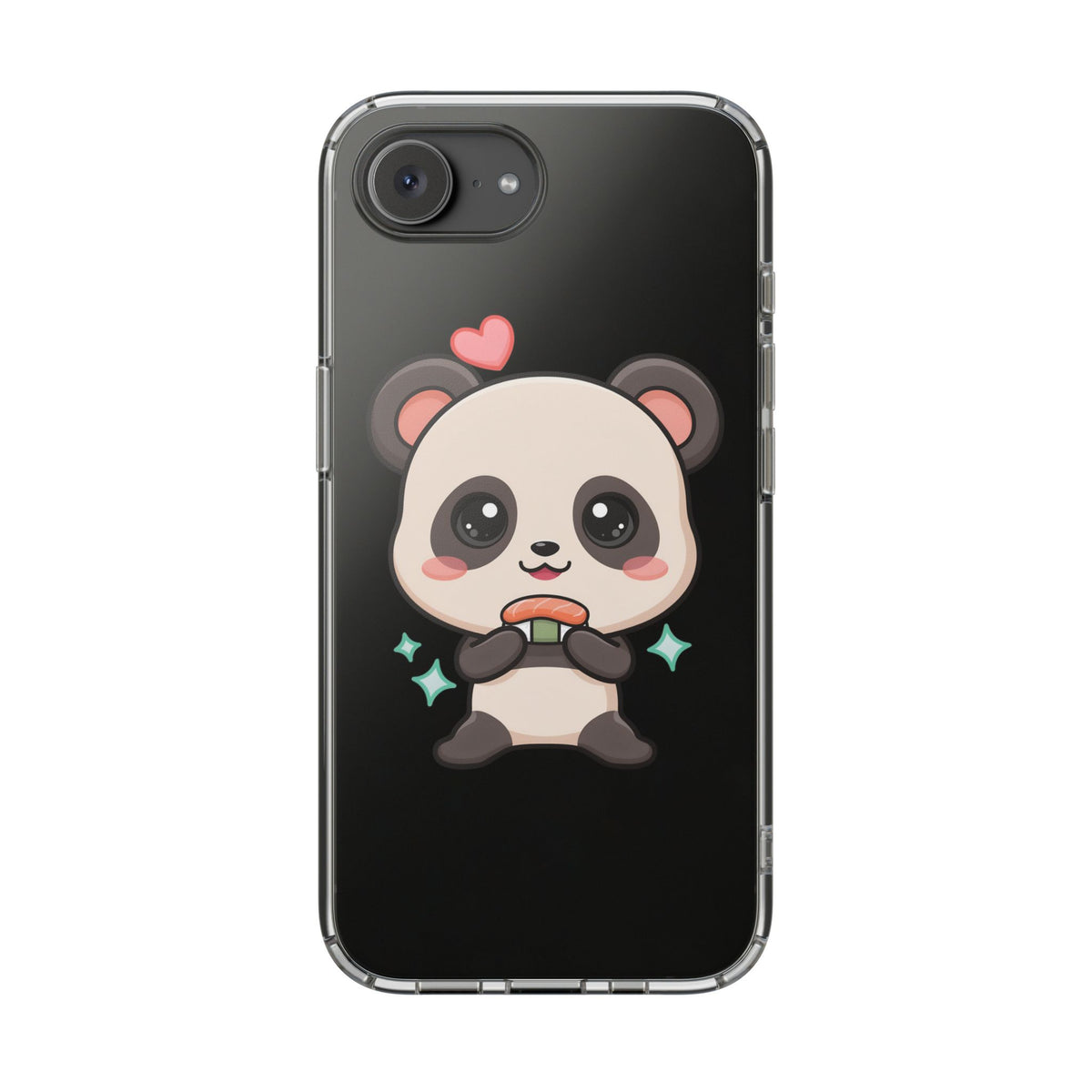 Kawaii Panda Sushi Phone Case, Clear Impact-Resistant Case