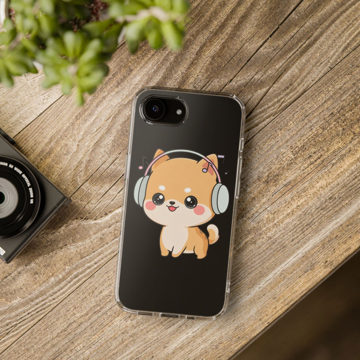 Kawaii Shiba Inu Phone Case – Music Lover Clear Case