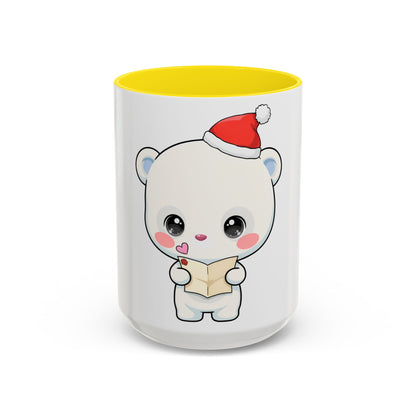 Kawaii Polar Bear Christmas Mug – Santa Letter Accent Mug