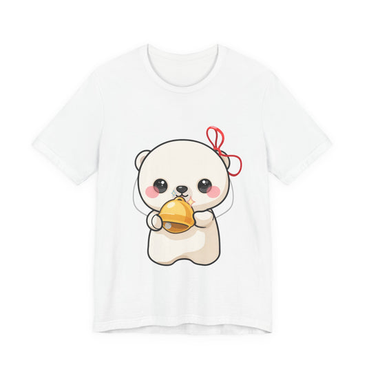 Kawaii Polar Bear T-Shirt, Cute Jingle Bell Cub
