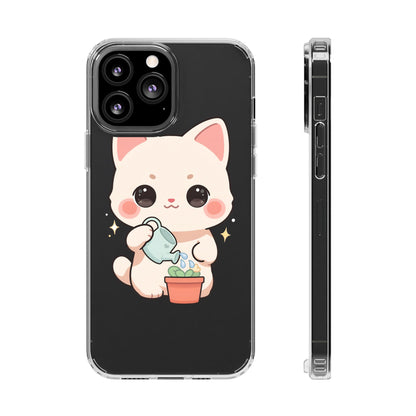 Kawaii Cat Phone Case, Cute Plant Lover Gift