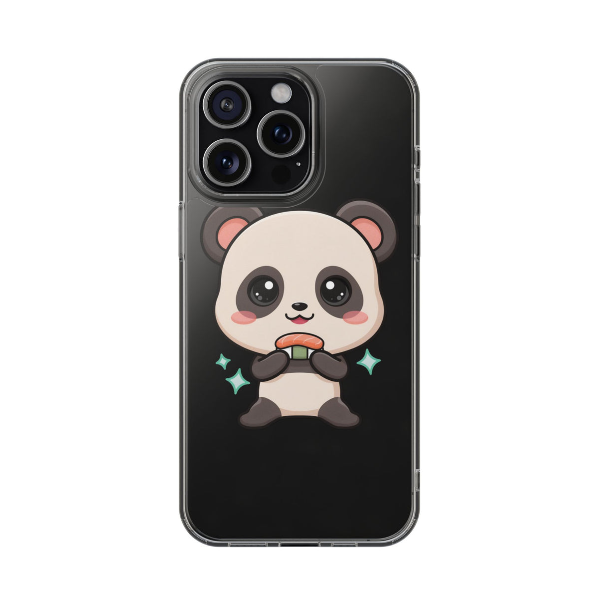 Kawaii Panda Sushi Phone Case, Clear Impact-Resistant Case