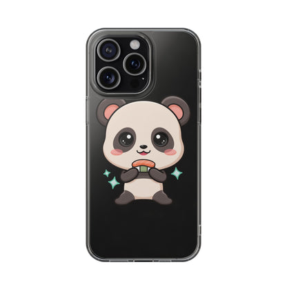 Kawaii Panda Sushi Phone Case, Clear Impact-Resistant Case