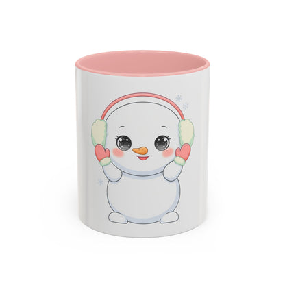 Kawaii Snowman Accent Coffee Mug for Cozy Winter Sips