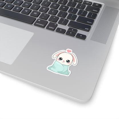 Cozy Bunny Sticker, Kawaii Blanket Buddy