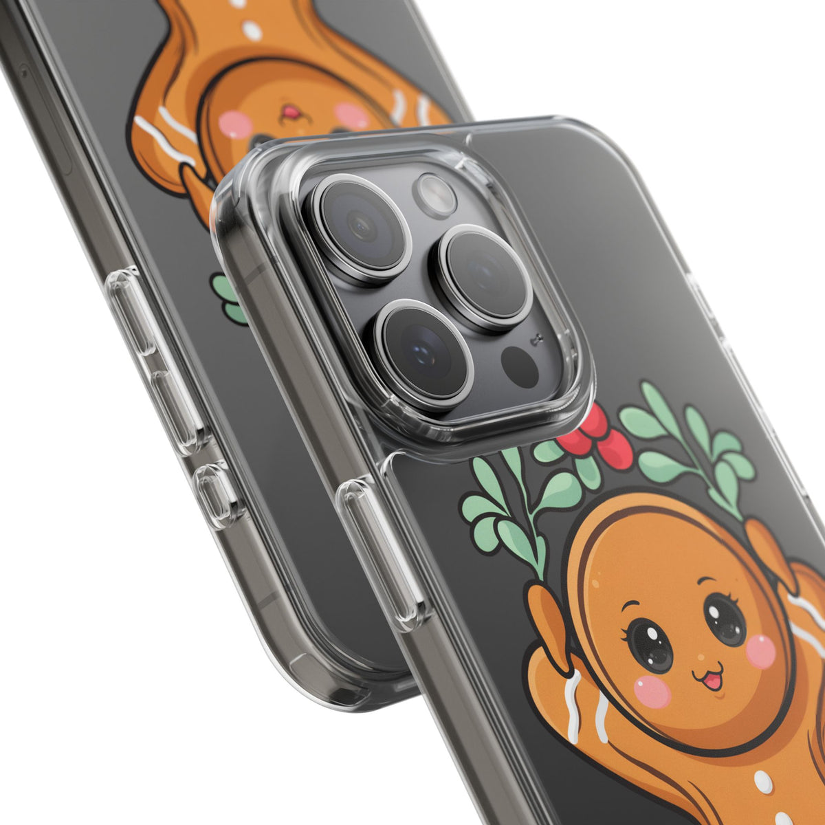 Kawaii Gingerbread Phone Case with Mistletoe Cheer