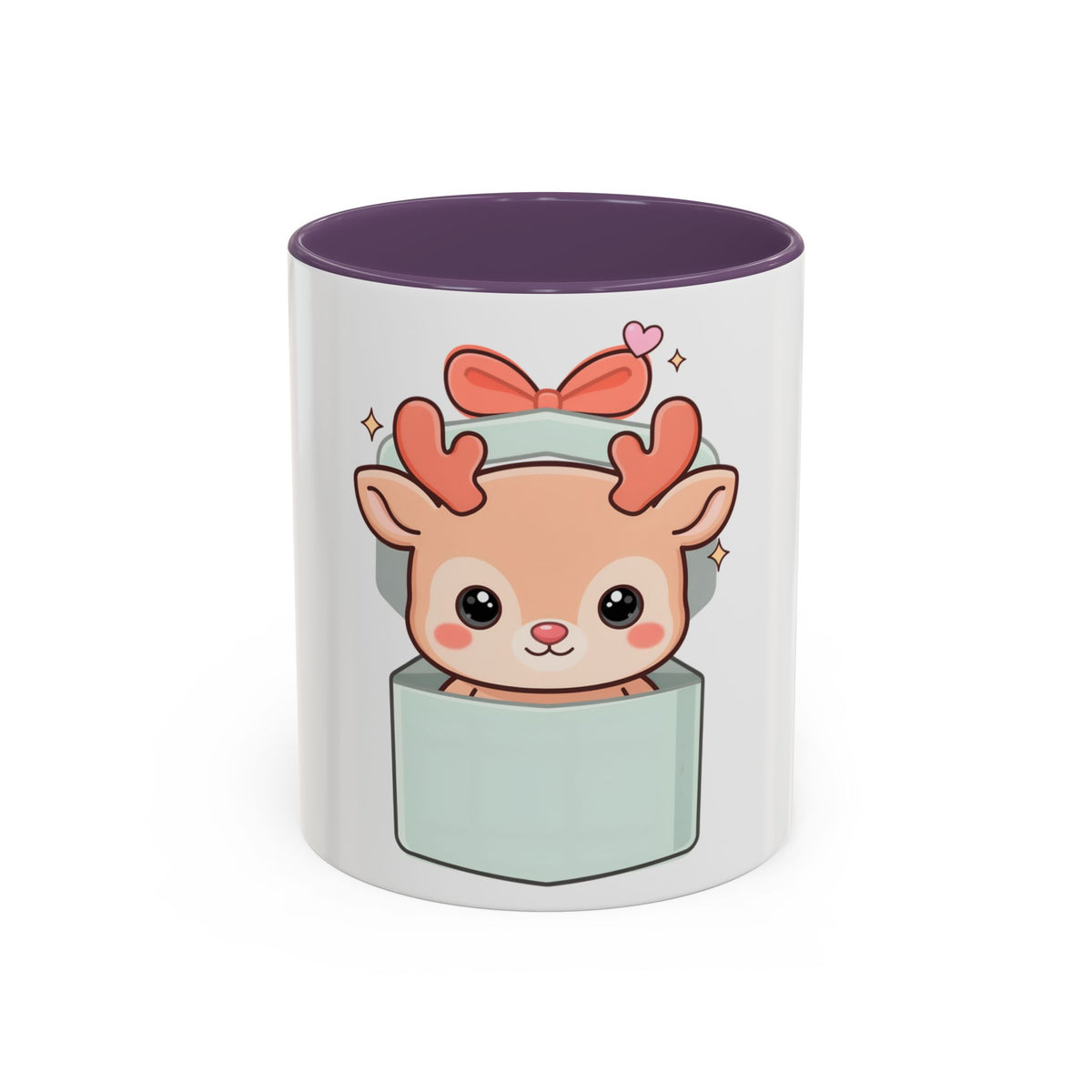 Kawaii Reindeer Christmas Mug, 11oz or 15oz Accent Coffee Mug