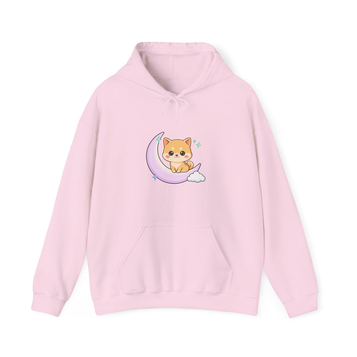 Kawaii Shiba Inu Hoodie, Cute Crescent Moon Sweatshirt