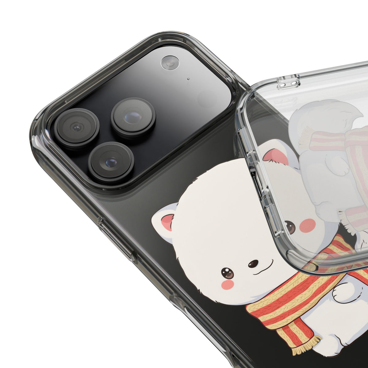 Kawaii Arctic Fox Phone Case, Cozy Christmas Scarf