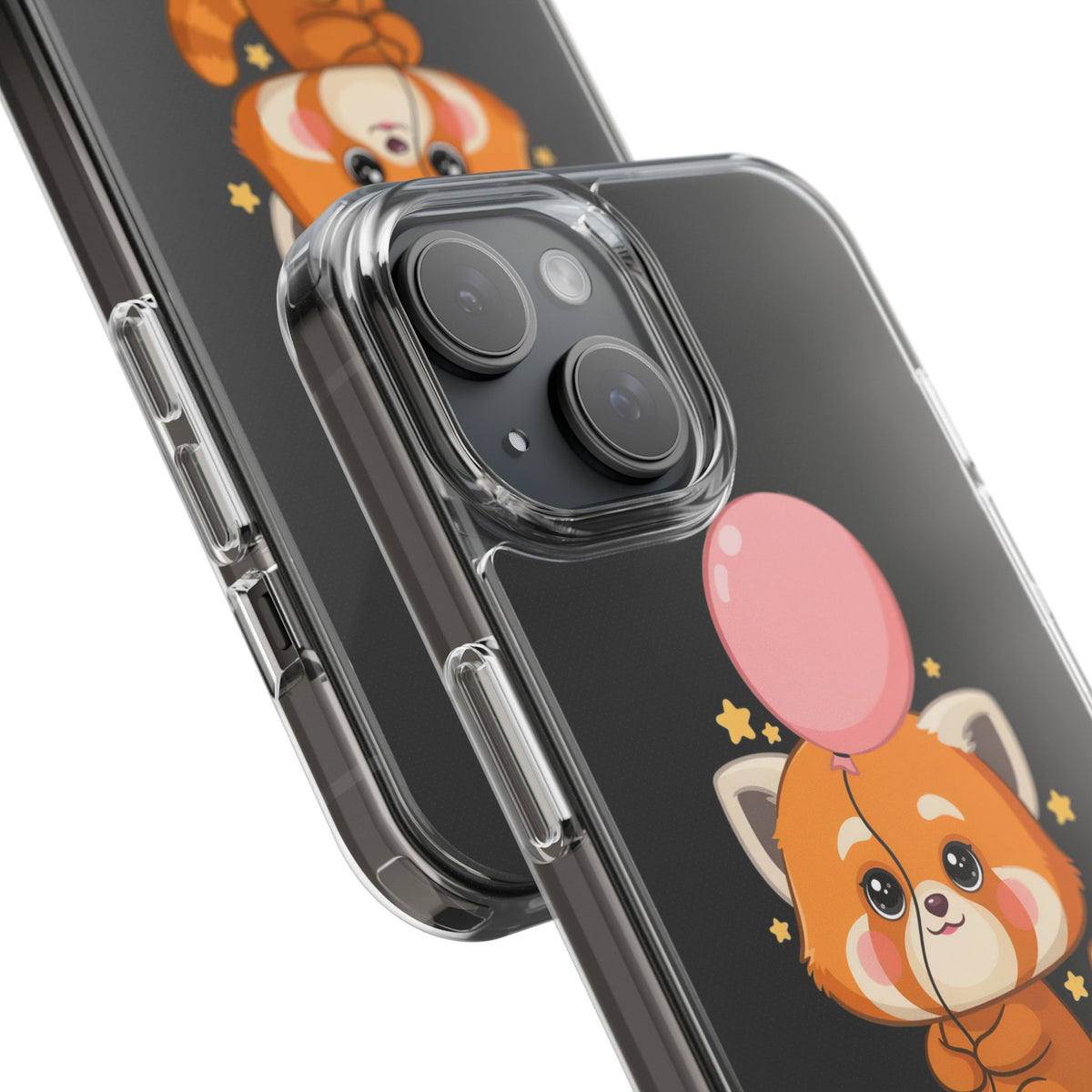 Kawaii Red Panda Clear Impact-Resistant Case with Balloon