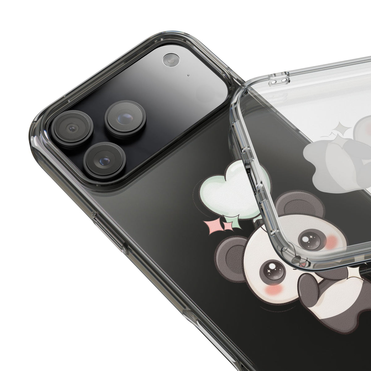 Kawaii Panda Clear Phone Case with Balloon