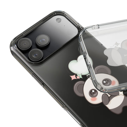 Kawaii Panda Clear Phone Case with Balloon