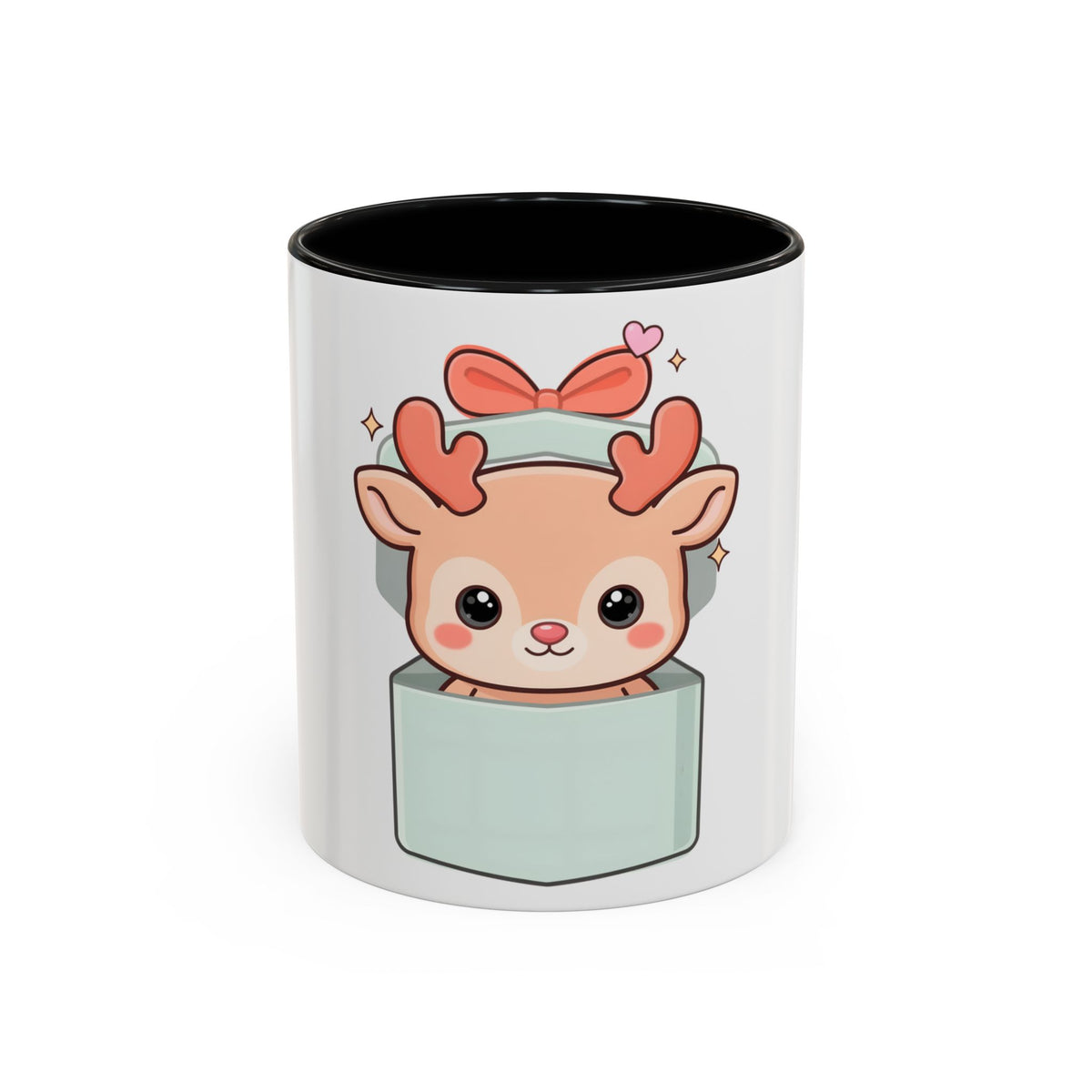 Kawaii Reindeer Christmas Mug, 11oz or 15oz Accent Coffee Mug