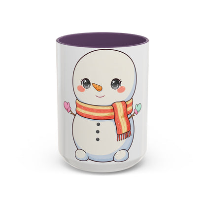 Kawaii Snowman Christmas Mug, Cute Holiday Accent Coffee Mug