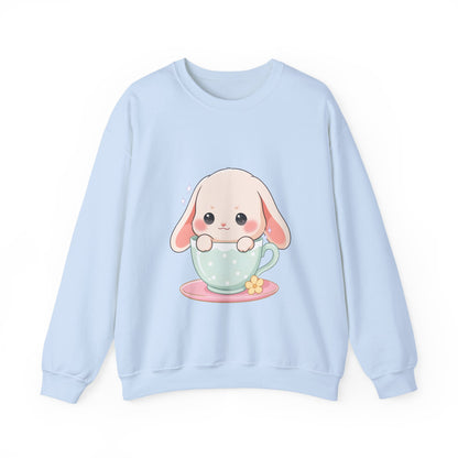 Kawaii Bunny Sweatshirt, Cute Chibi Tea Cup Rabbit