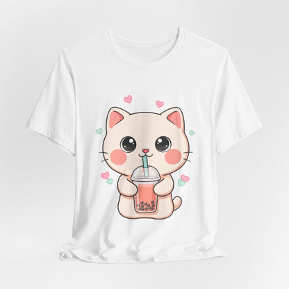 Kawaii Bubble Tea Cat T-Shirt for Cat and Boba Lovers