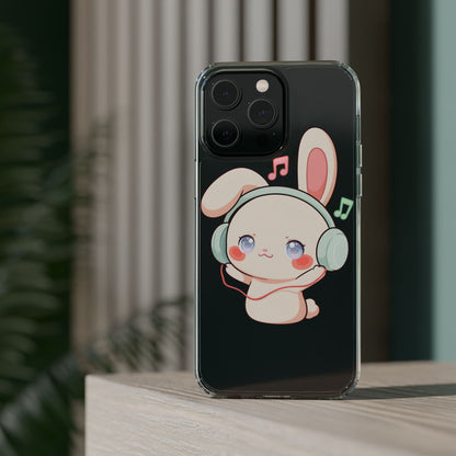 Kawaii Bunny Phone Case, Cute Music Lover Gift