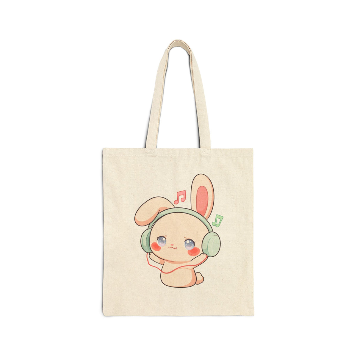 Kawaii Music Bunny Cotton Canvas Tote Bag