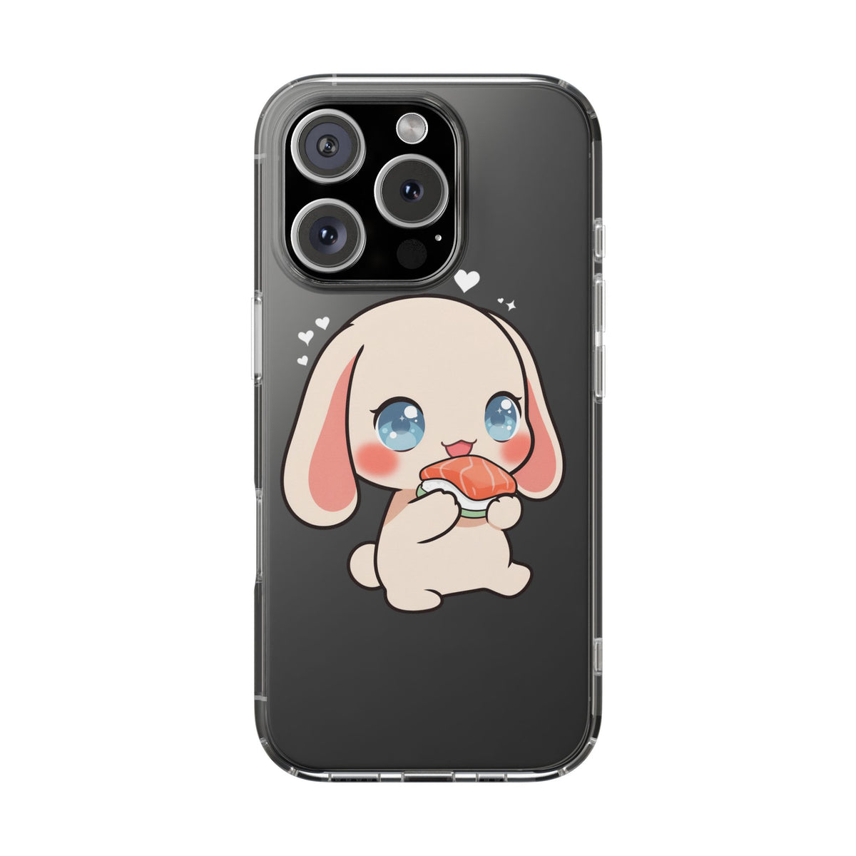 Kawaii Bunny Sushi Phone Case, Clear Impact-Resistant