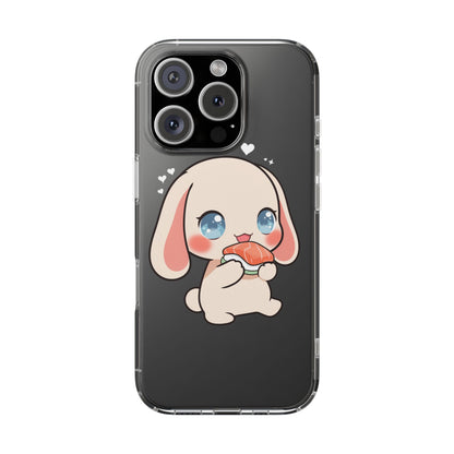 Kawaii Bunny Sushi Phone Case, Clear Impact-Resistant