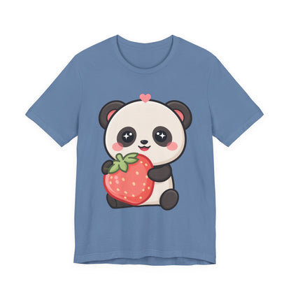 Kawaii Panda Strawberry T-Shirt – Sweet Chibi Animal Tee