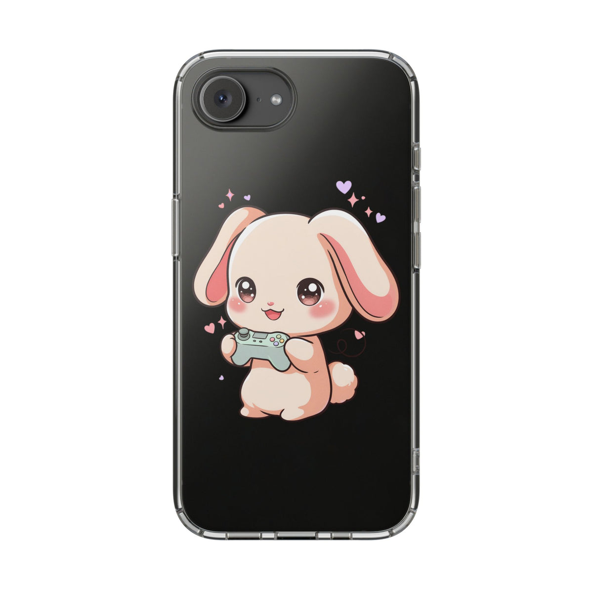 Kawaii Bunny Gamer Clear Impact-Resistant Phone Case