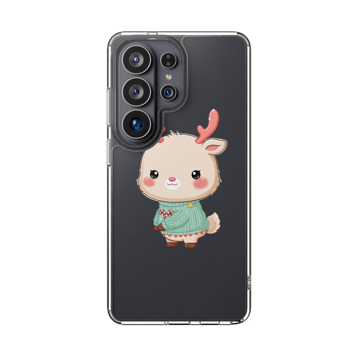Kawaii Reindeer Clear Impact-Resistant Phone Case
