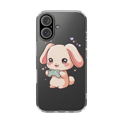 Kawaii Bunny Gamer Clear Impact-Resistant Phone Case