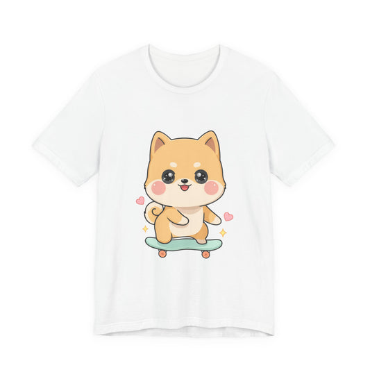 Kawaii Shiba Inu Skateboarder Tee for Dog Lovers