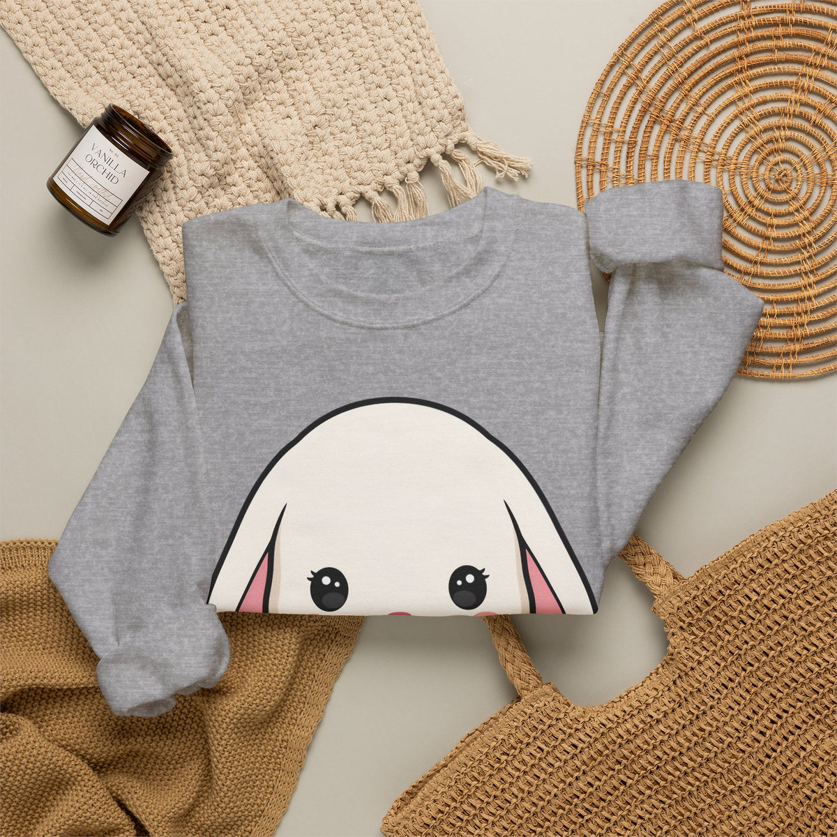 Kawaii Bunny Sweatshirt, Cute Gardening Crewneck