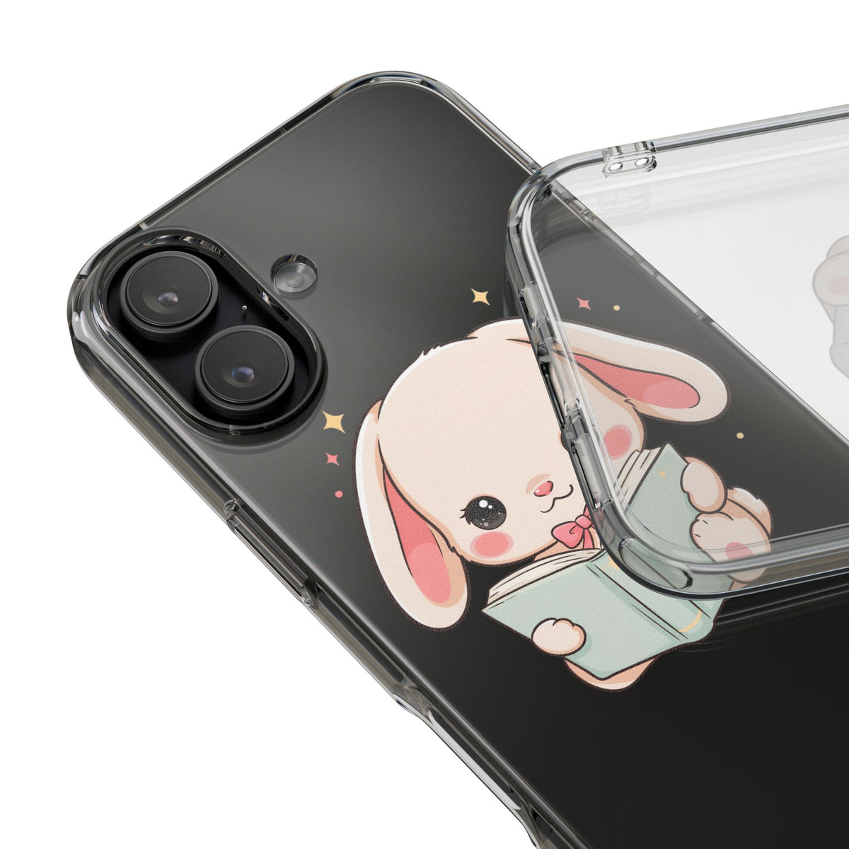Kawaii Reading Bunny Clear Impact-Resistant Case